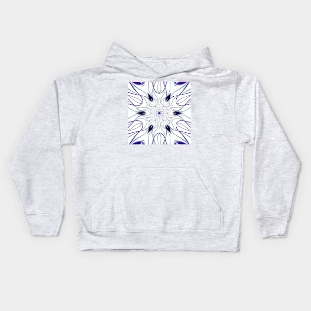 Cartoon Mandala Flower White and Purple Kids Hoodie by WormholeOrbital